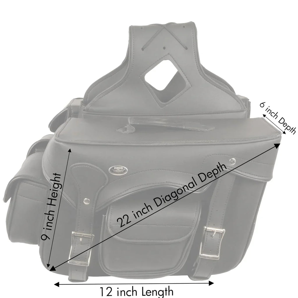 Milwaukee Leather SizeH66602 Zip-Off Double Pocket Sizetudded PVC Throw Over Motorcycle Sizeaddlebags