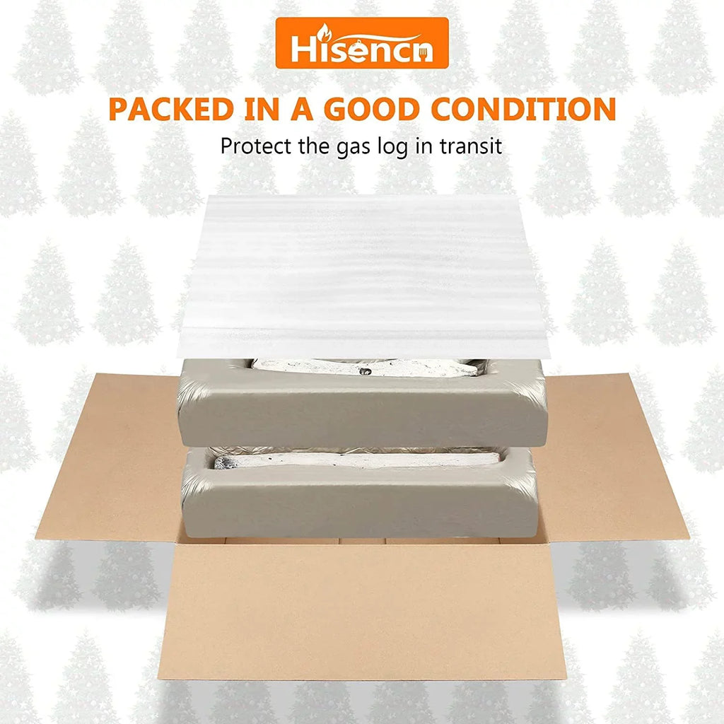 Hisencn Gas Fireplace Logs, 6 Pcs Ivory Birch Ceramic Gas Logs for Gas Fireplace, Indoor Electric Gas Inserts, Propane, Vented, Gel, Ethanol, Indoor or Outdoor Fireplaces, Fireplace Decor