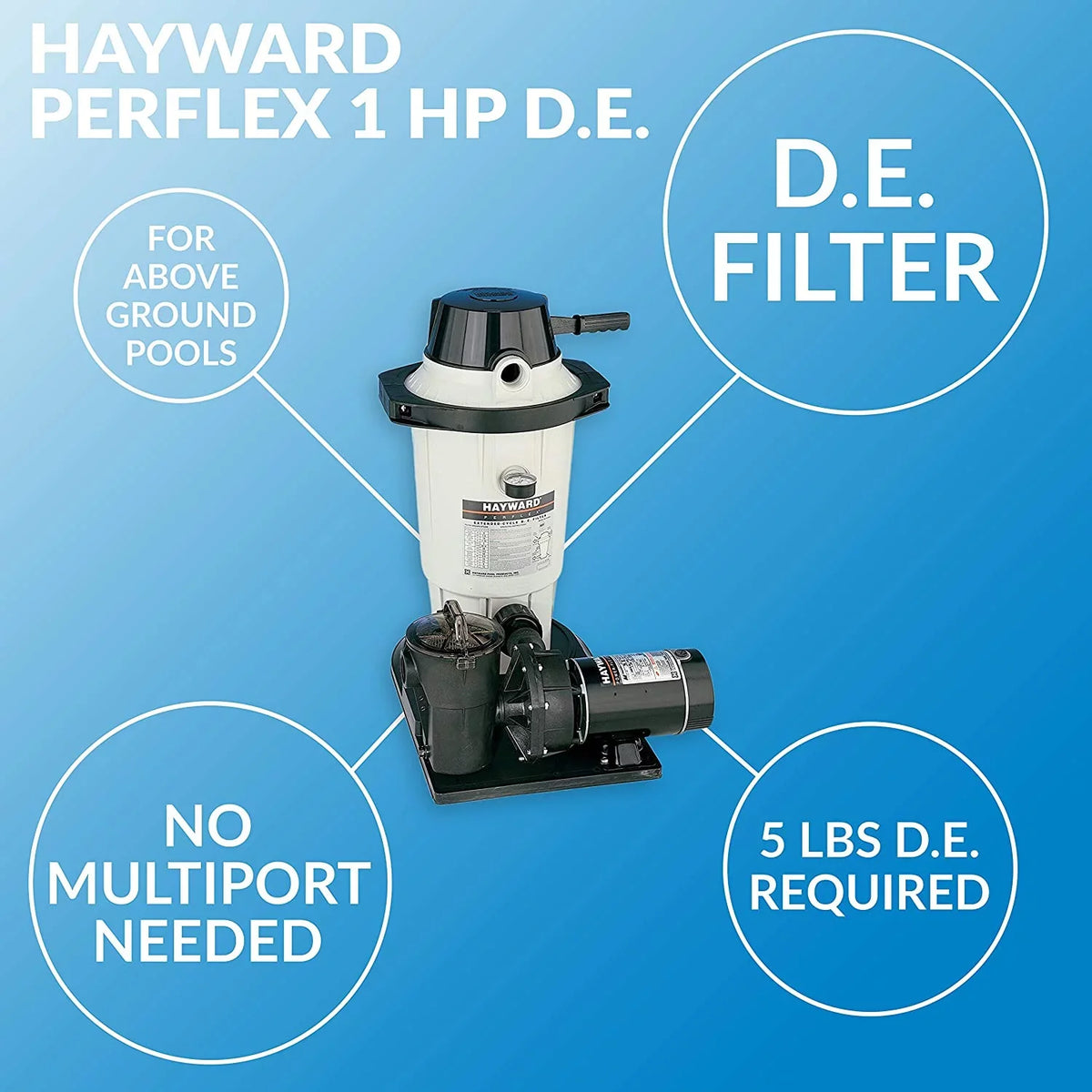 Hayward W3EC50C93Size Perflex Extended-Cycle 25 Sizeq. ft. Above Ground D.E. Filter Sizeystem with Power-Flo Matrix 1-1-2HP Pump