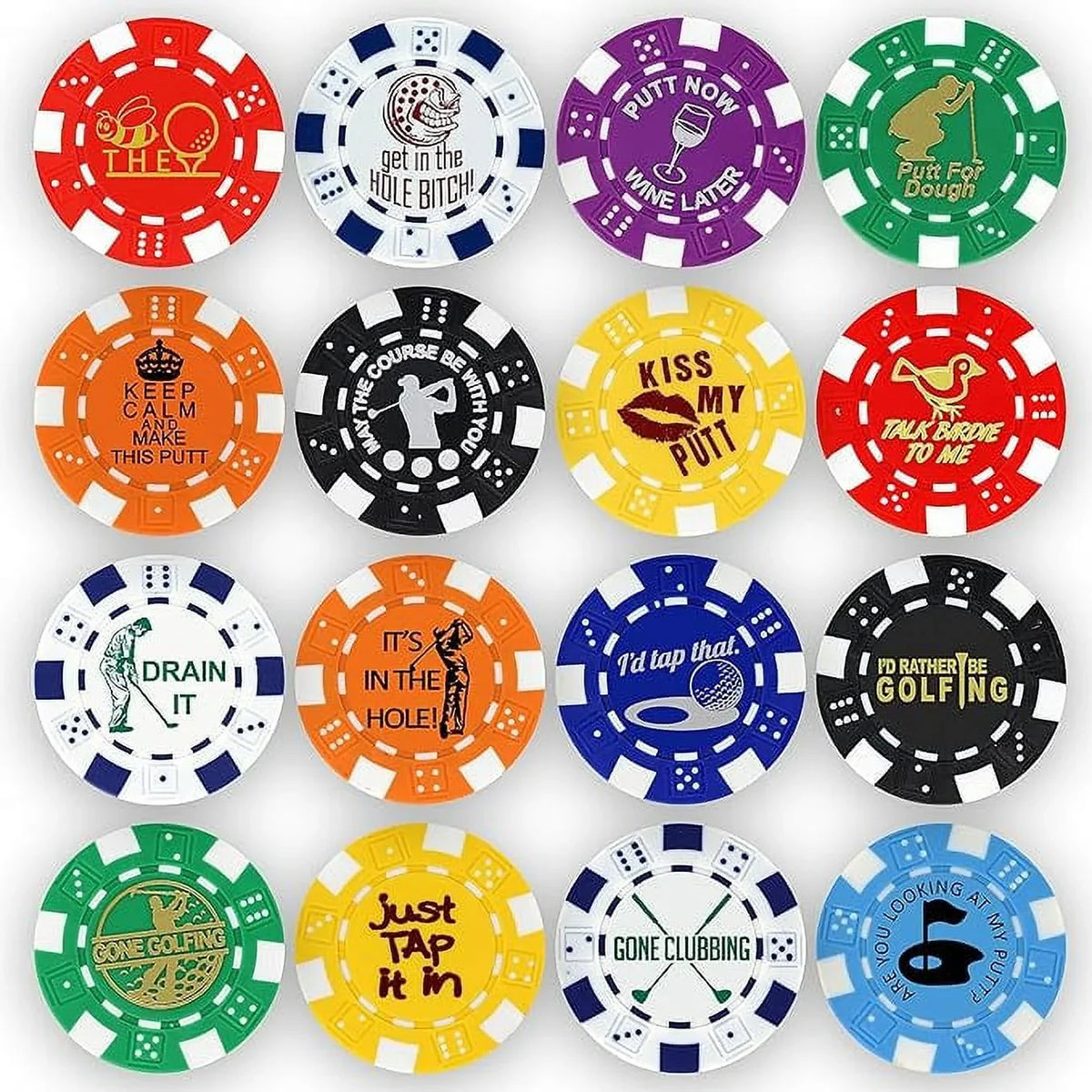 DA VINCI Golf Ball Marker Poker Chip Collection, 11.5 Gram Sizetriped Chips