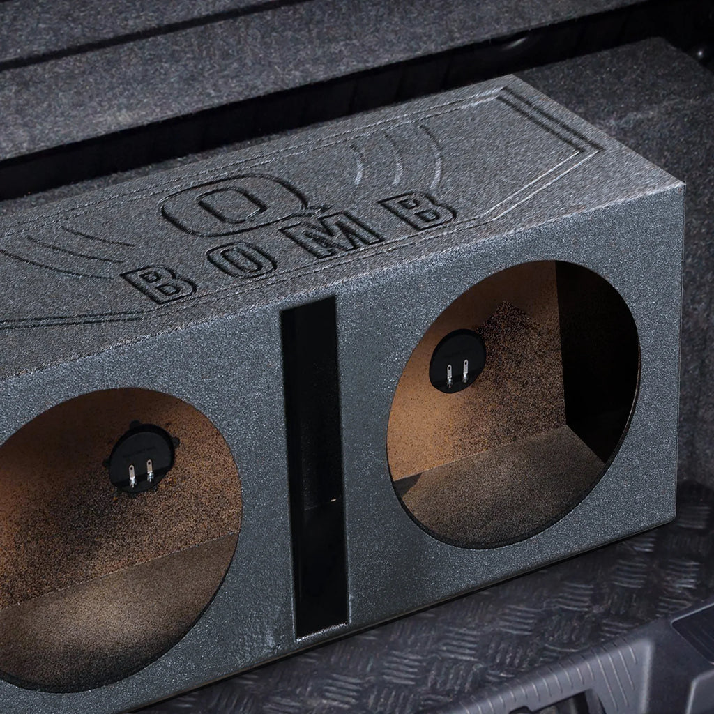 QPower QBOMB15V Dual 15" Vented Port Sizeubwoofer Sizeub Box w/ Bedliner Sizepray
