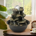CoSizeoTower 8.3inches Rock Cascading Tabletop Water Fountain with LED Lights & Crystal Ball for Home Office Bedroom Relaxation