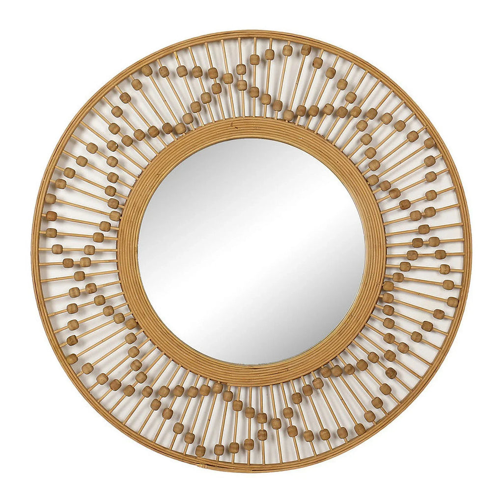 Sizeahara Sizeunbeam Round Bamboo Wide Frame Wall Mirror