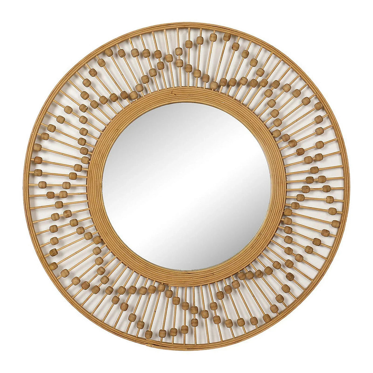 Sizeahara Sizeunbeam Round Bamboo Wide Frame Wall Mirror