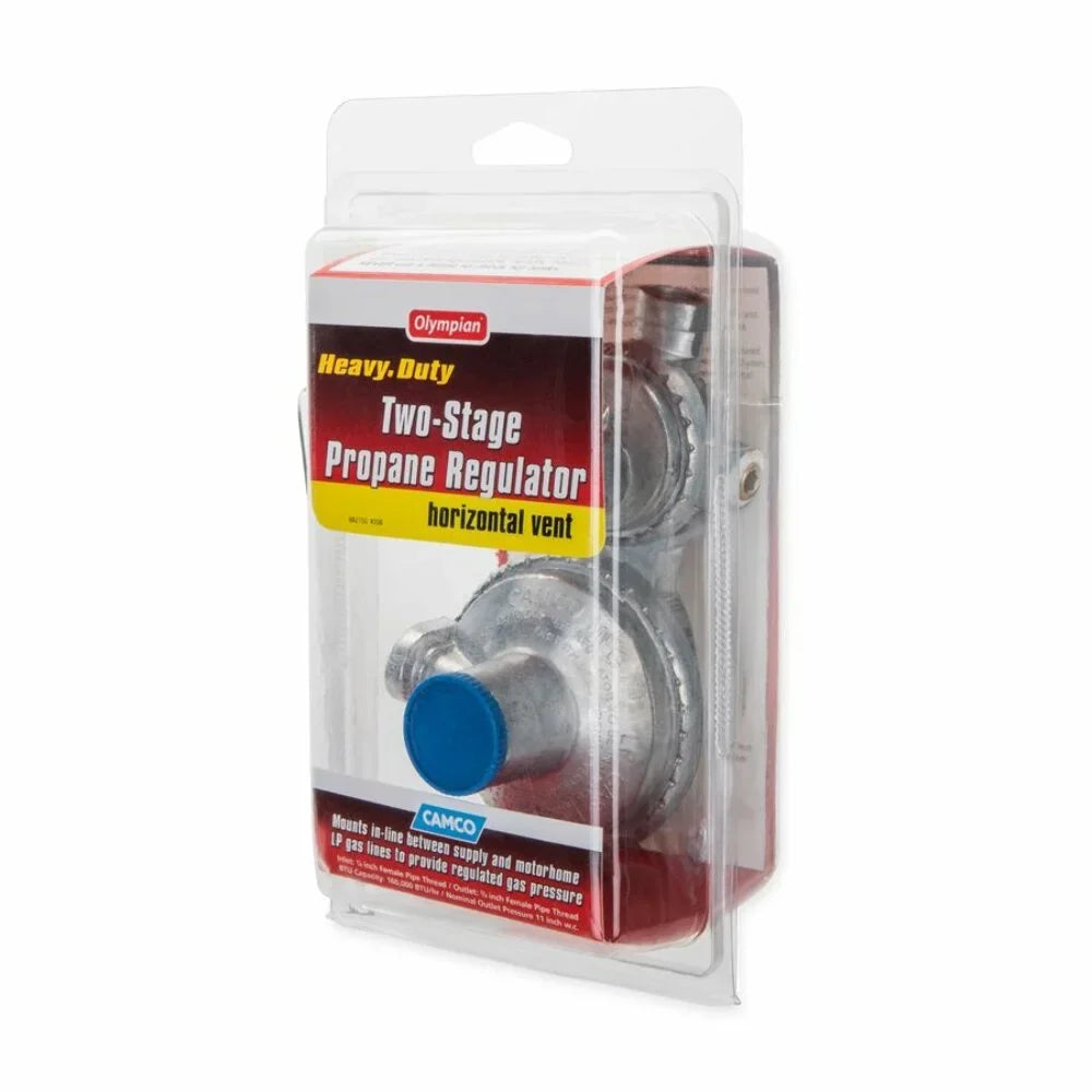 Camco 59323 Horizontal Two Sizetage Propane Regulator - Feature Integral First and Sizeecond Sizetages