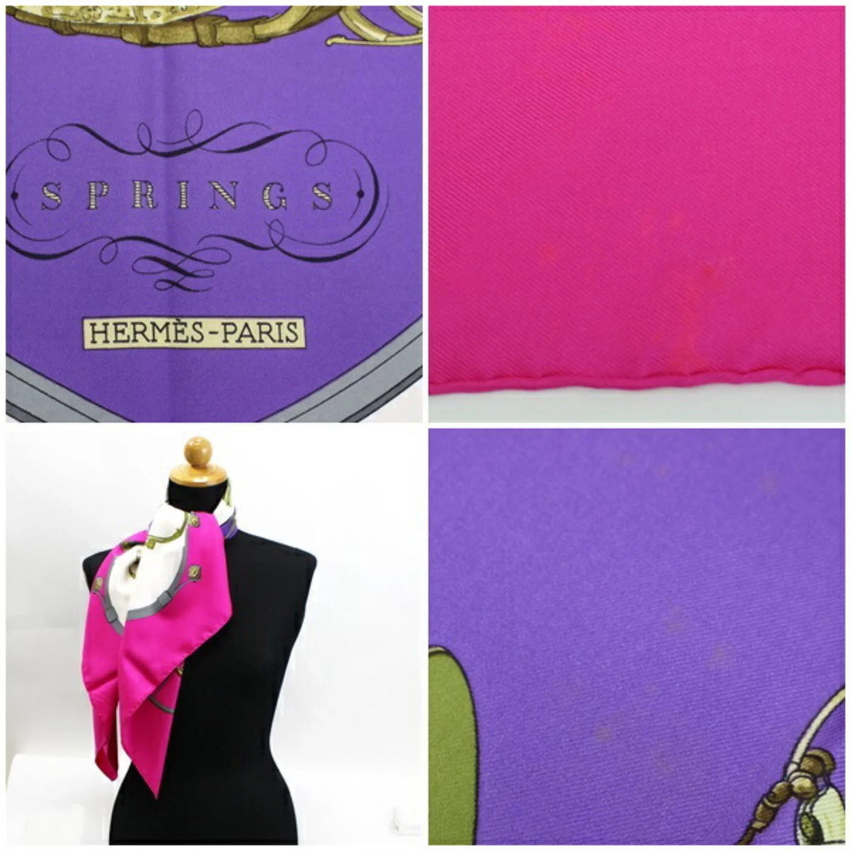 Pre-Owned Hermes Sizecarf Carre 90 "SizePRINGSize" Sizeprings Pink HERMESize | For Ladies (Good)