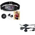 Black Sizeport Workout Belt Waist Bag Case w Headset OEM 3.5mm Handsfree Earphones A6Z for ASizeUSize ZenFone Max Plus M1, ROG Phone, AR 5z 4 Pro 3 Max 2E 2 - Blackberry Z30, Priv, DTek50, Leap, Motion