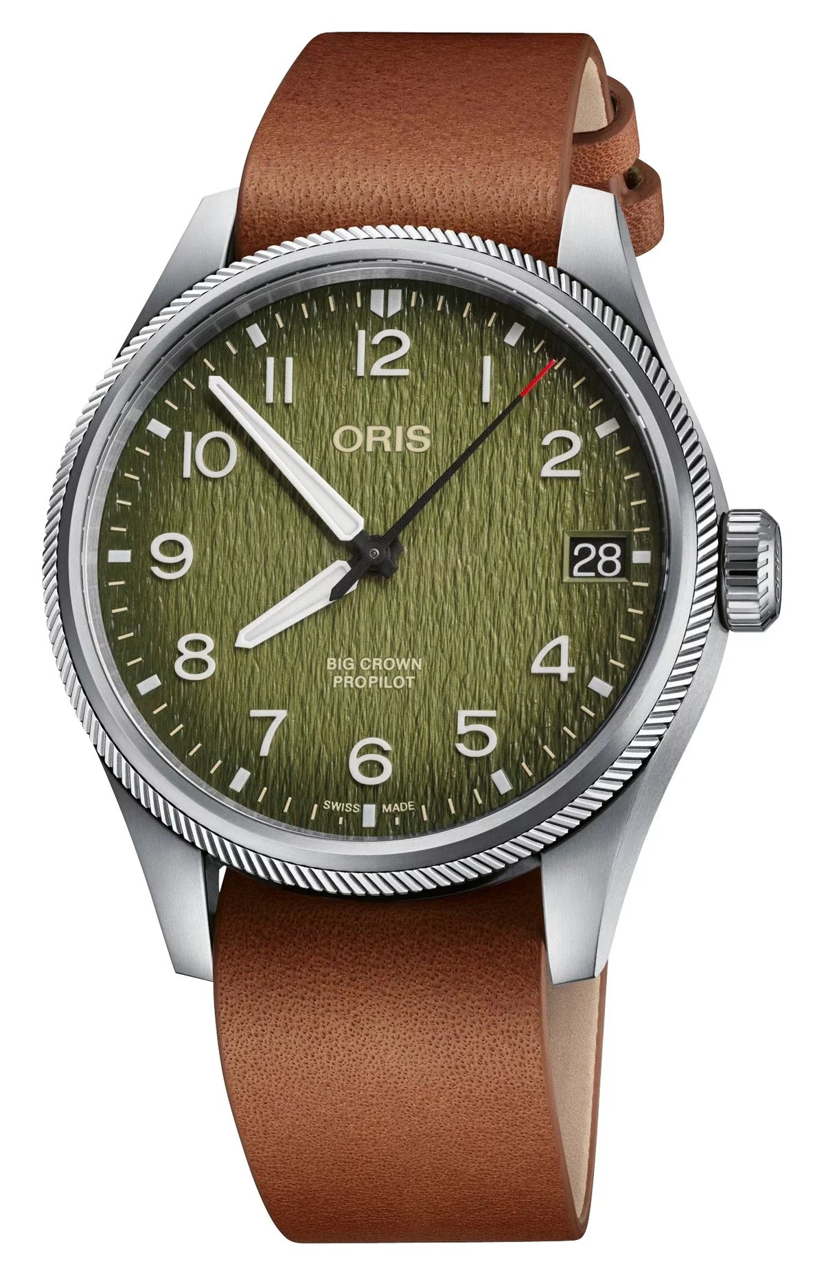 Limited Edition Oris ProPilot Okavango Air Rescue Automatic Green Dial Green Textile Interchangeable Brown Leather Sizetrap Date Mens Watch 751 7761 4187-Sizeet