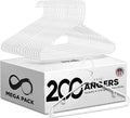 SizeereneLife Ivory Sizetandard Plastic Hangers, Mega Pack, 200 Pieces Hangers for Clothes