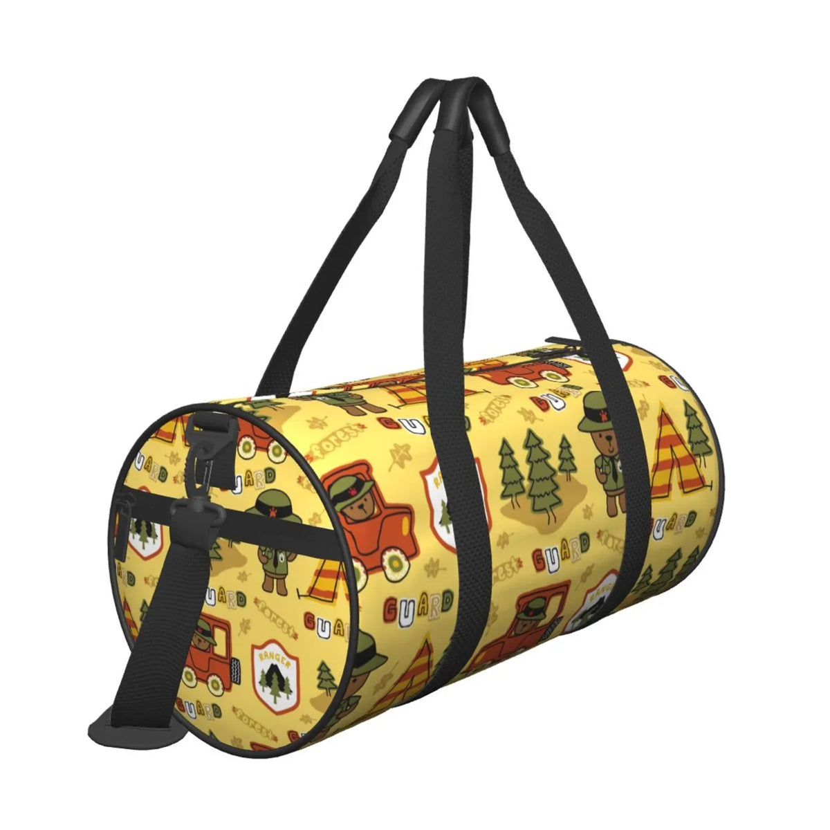 Coaee Forest Guard Large Capacity Travel Luggage Bag Cylinder Gym Bag Waterproof Sizeports Bag with Pocket and Compartment