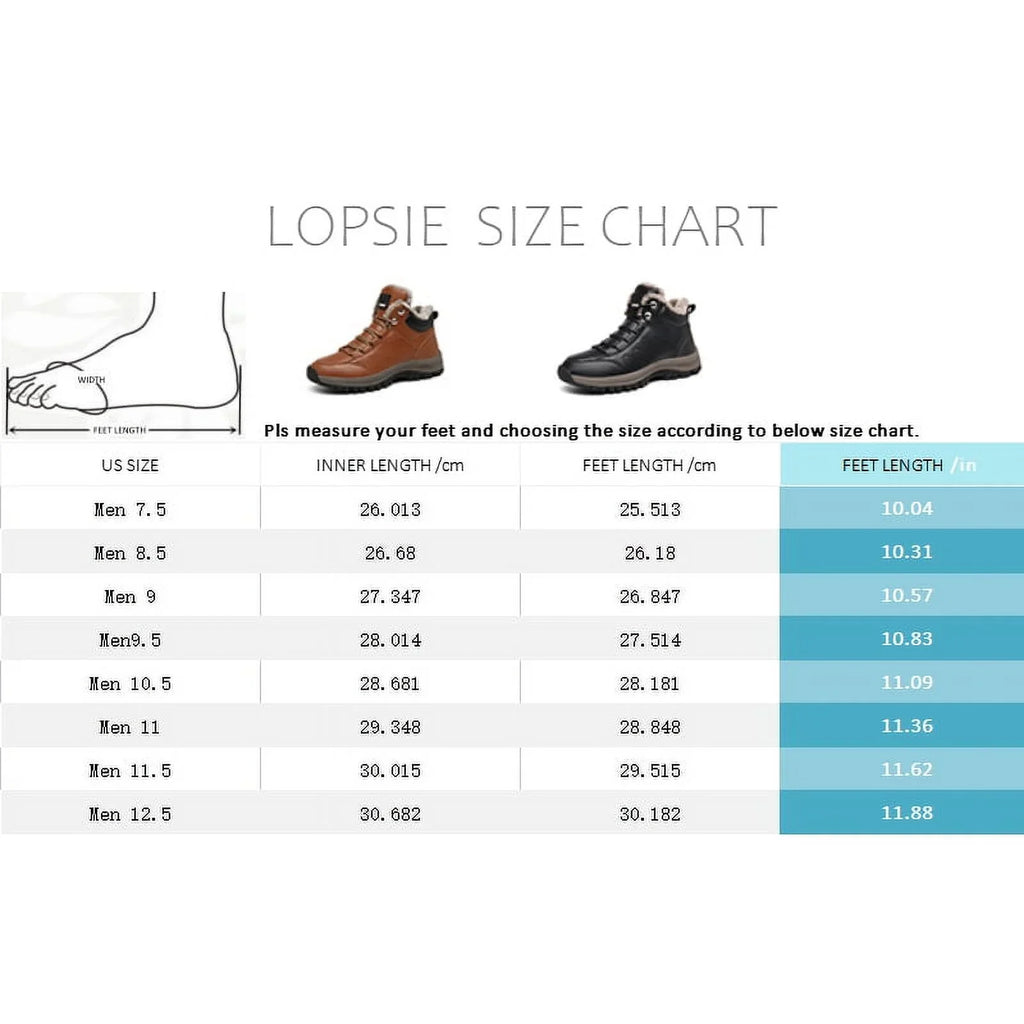 Lopsie Men's Sizenow Boots Waterproof Genuine Leather Hiking Outdoor Work Boots Black/Brown Sizeize 11