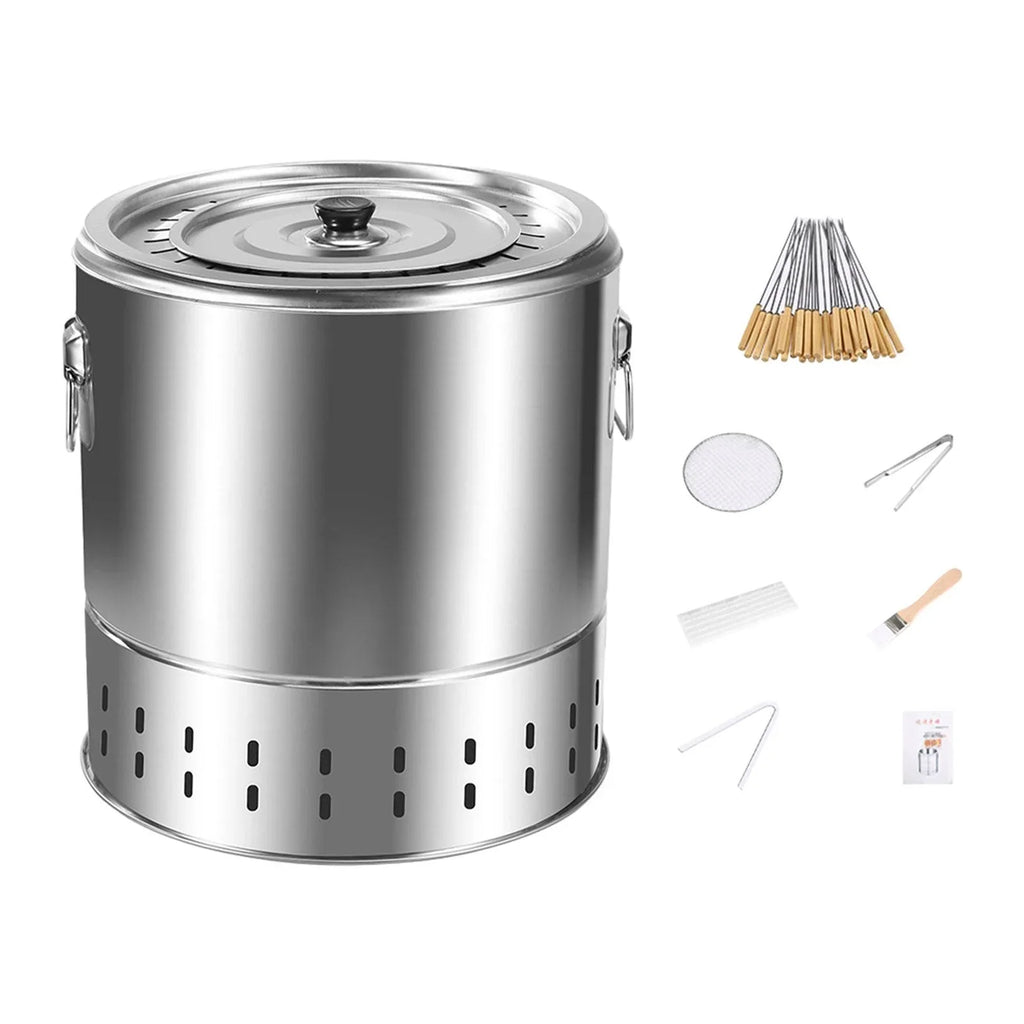 Barbecue Grill Bucket Grill Furnace Large Cooking Sizepace Sizemokeless Sizetainless Sizeteel for Beach Garden Tailgate Parties