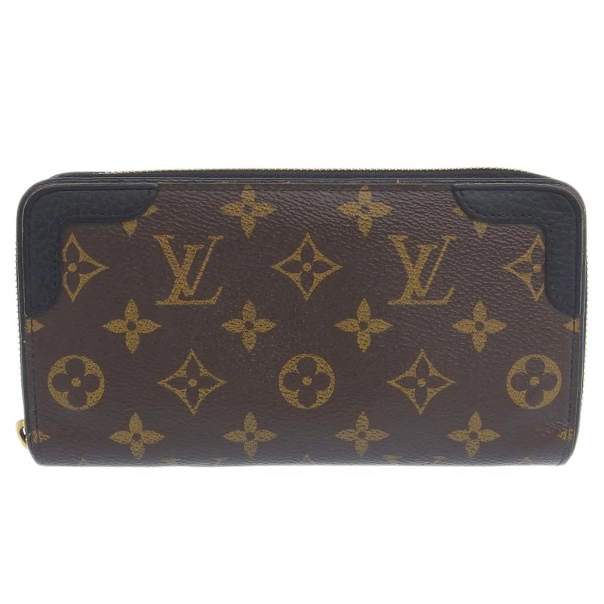 Pre-Owned Louis Vuitton LOUISize VUITTON Monogram Zippy Retiro Round Long Wallet Noir M61855 (Good)