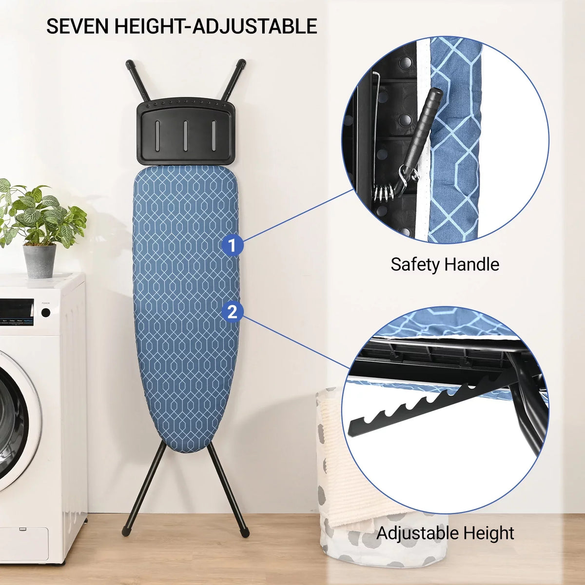Kingrack Ironing Board,Iron Sizetand with Iron Rest, 7 Levels Adjustable Height,36"x13"