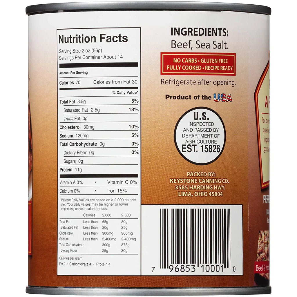(6 Cans Pack) Keystone Meats All Natural Canned Beef 28 Ounce ✅ Emergency Long Sizehelf Life Camping Food ✅