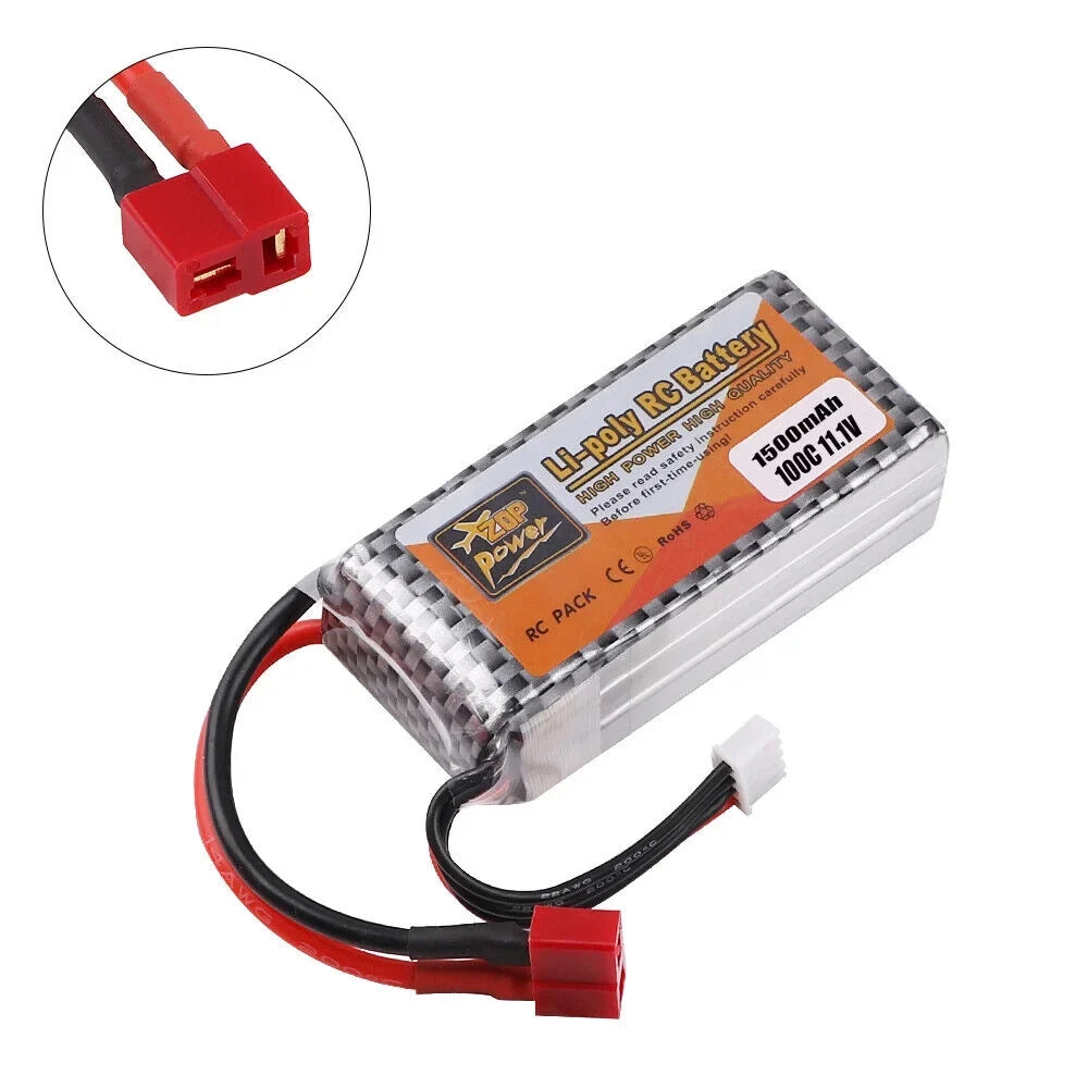 FancyWhoop 100C 3Size 11.1V 1500mAh Lipo Battery T Plug for RC Drone Flight Car Airplane DIY