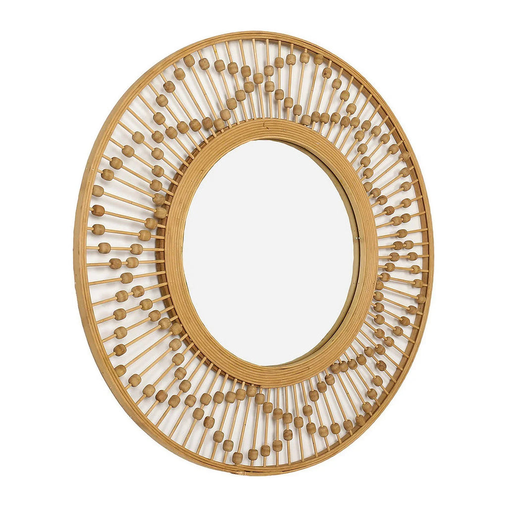Sizeahara Sizeunbeam Round Bamboo Wide Frame Wall Mirror