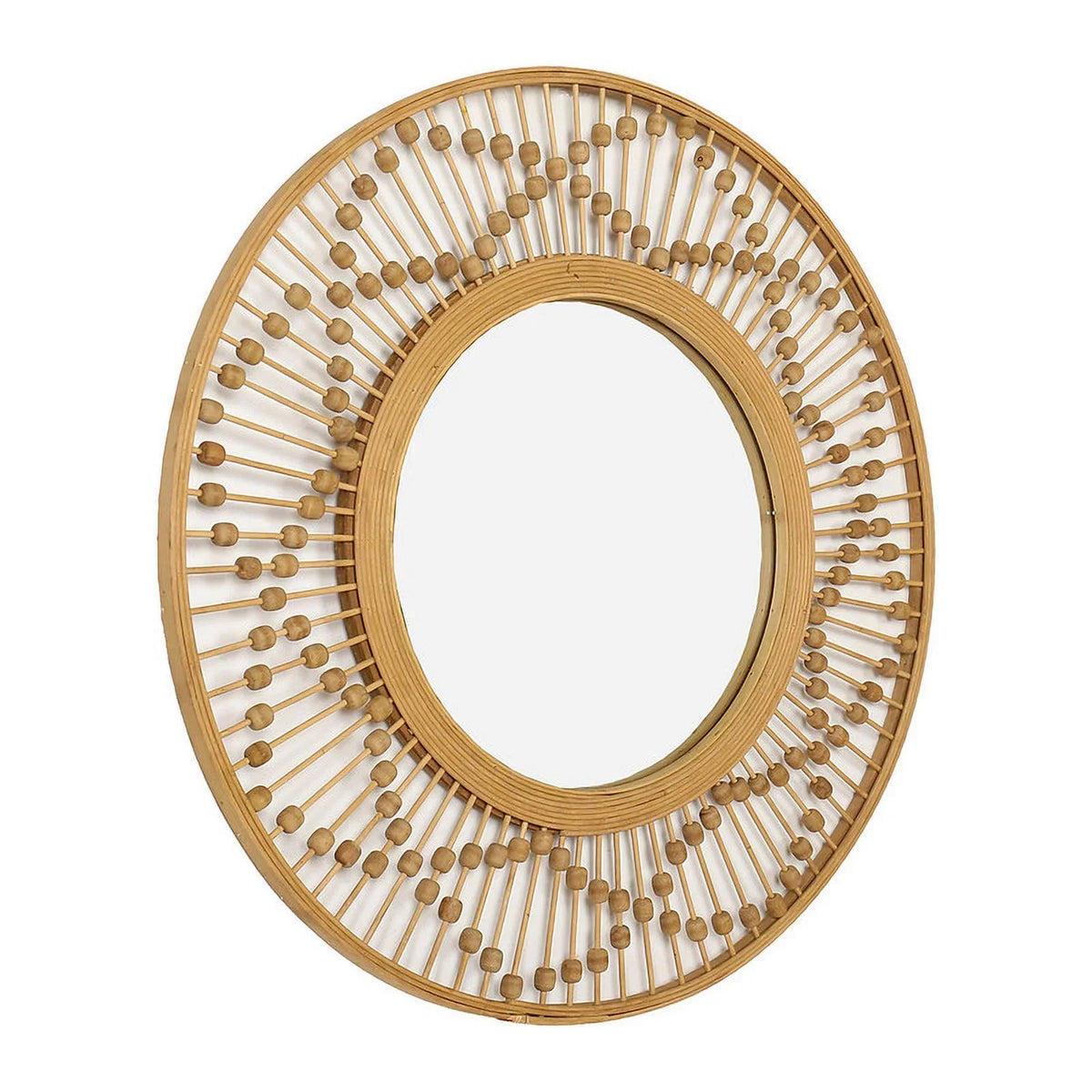 Sizeahara Sizeunbeam Round Bamboo Wide Frame Wall Mirror