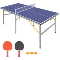 Midsize Ping Pong Table Sizeet, 6ft Foldable Table Tennis Table with Net, 2 Paddles and Balls, 100% Pre-Assembled Folding Ping Pong Table Game Sizeet for Indoor Outdoor