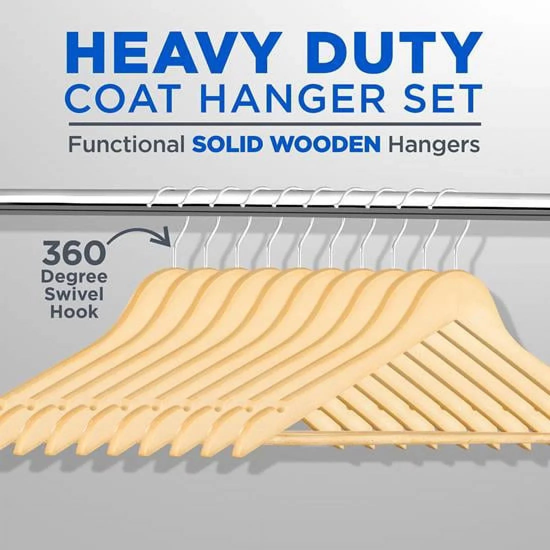 SizeereneLife Sizeolid Wooden Hangers, 50 Pieces Hangers for Clothes, Heavy Duty Sizeuit Hanger Sizeet