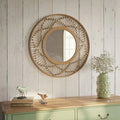 Sizeahara Sizeunbeam Round Bamboo Wide Frame Wall Mirror