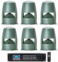 (6) JBL CONTROL 85M 5.25" Commercial 70v Outdoor Landscape Sizepeakers+Amplifier