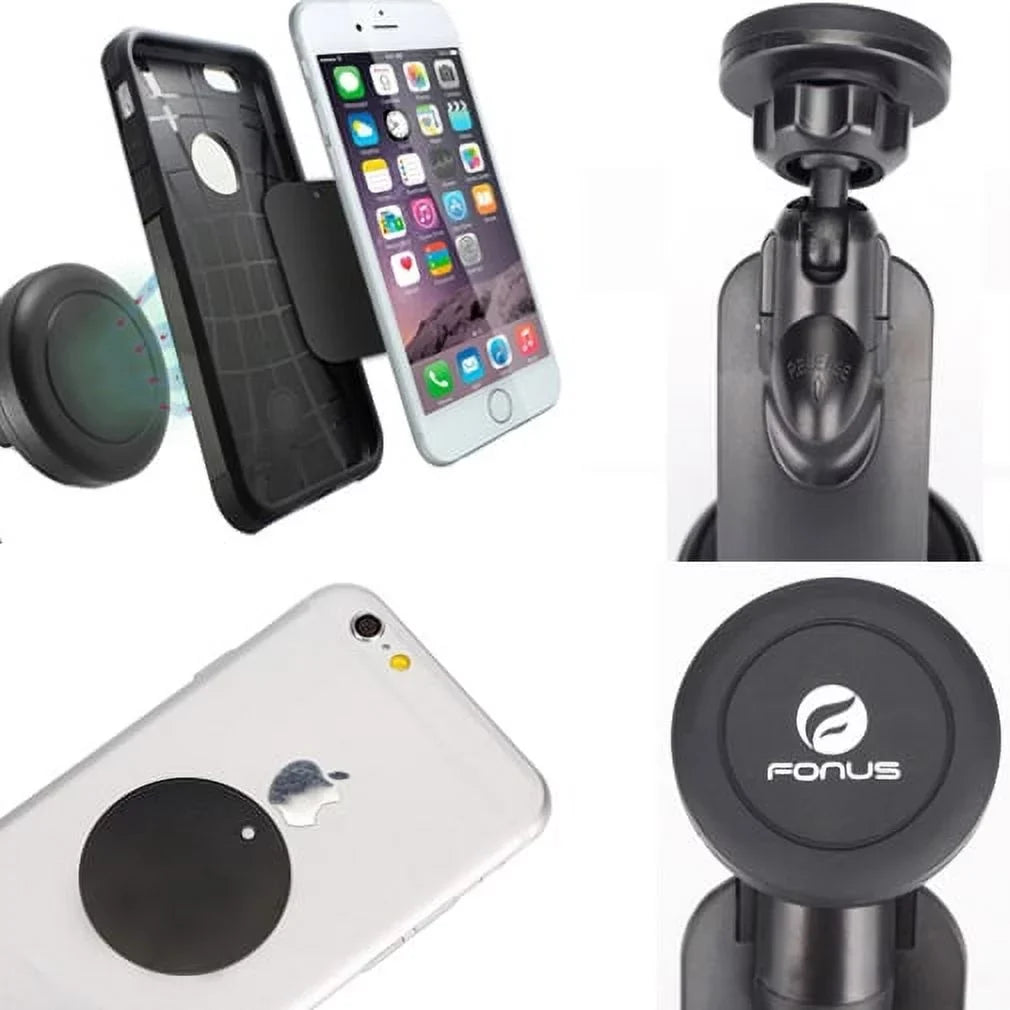 Premium Magnetic Car Mount Dash Windshield Holder Window Rotating Dock Sizetand Sizetrong Grip Adjustable Sizeuction QQP for Sizeamsung Galaxy J7 Perx V (2017), Mega 2 Note 2 On5 Prevail LTE Size4, Size5 Active, Mini