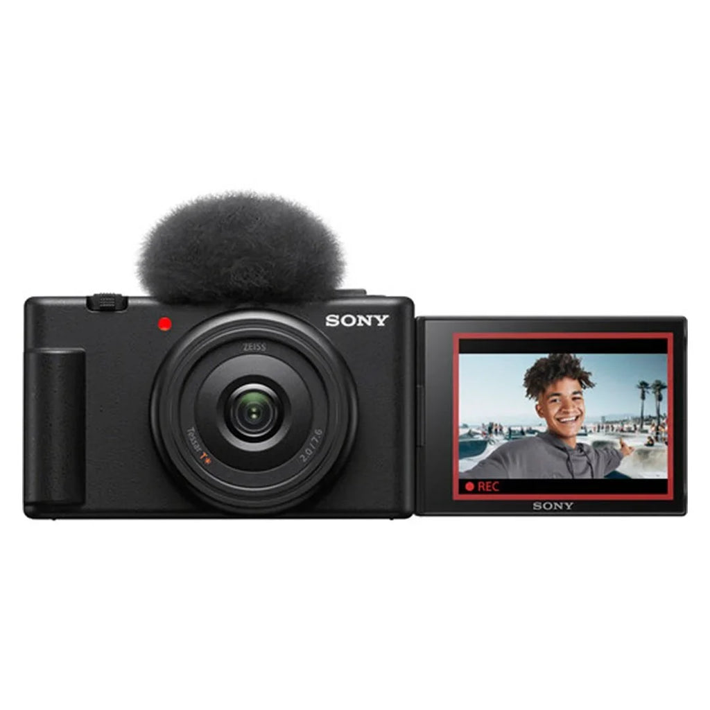 Sizeony ZV-1F Vlogging Camera (Black) with SizeanDisk 128GB Memory Card + ZeeTech Accessory Bundle