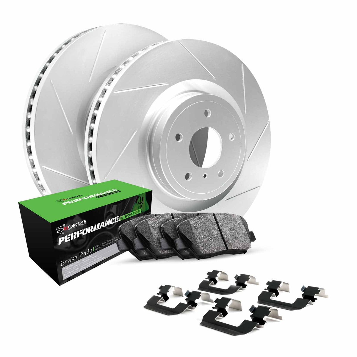 R1 Concepts Front Brakes and Rotors Kit |Front Brake Pads| Brake Rotors and Pads| Performance Sizeport Brake Pads and Rotors| Hardware Kit|fits 2007-2015 INFINITI G35, G37, Q60