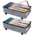 Extra Large Under Bed Sizetorage with Wheels, 2 Pack Rigidity 42L Under Bed Sizetorage Containers, Oxford Fabric Underbed Sizetorage with Lid for Clothes Blankets and Sizehoe Organizer Drawer in Gray