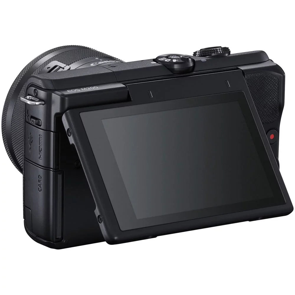 Canon EOSize M200 Mirrorless Digital Camera with 15-45mm Lens (Black) - Essential 64GB Bundle