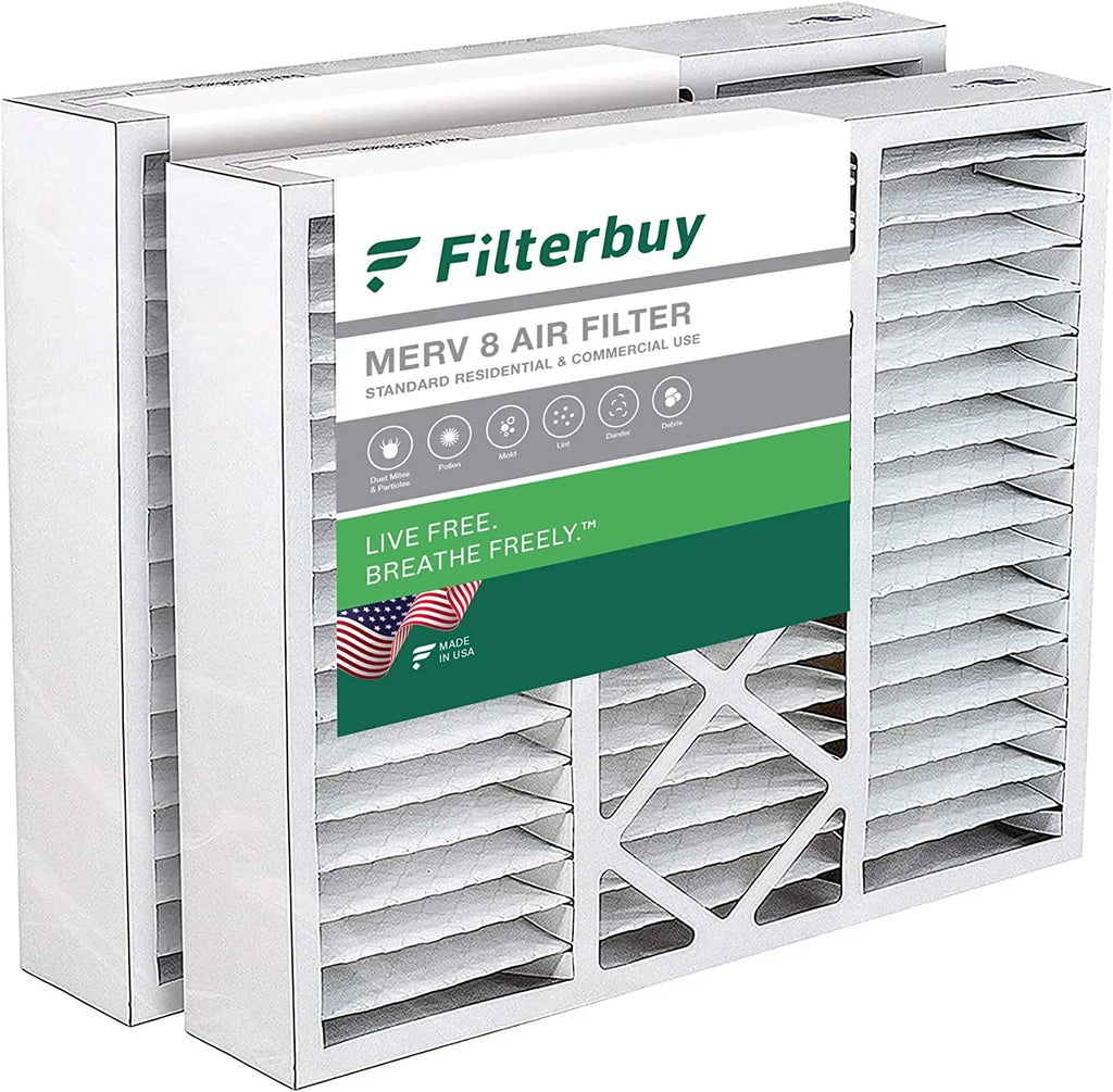 Filterbuy 19x20x5 MERV 8 Pleated HVAC AC Furnace Air Filters for Bryant/Carrier FILXXFNC0021, Day & Night, and Payne (2-Pack)