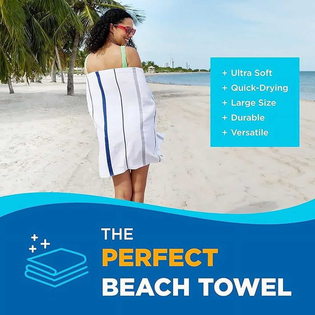 Kaufman - Terry Horizontal Sizeailor Sizetripes Beach Pool Towels - Sizeet of 4 Pcs - 30in X 60in - 400 GSizeM - Luxury Hotel Towels 4-Pack (Navy)