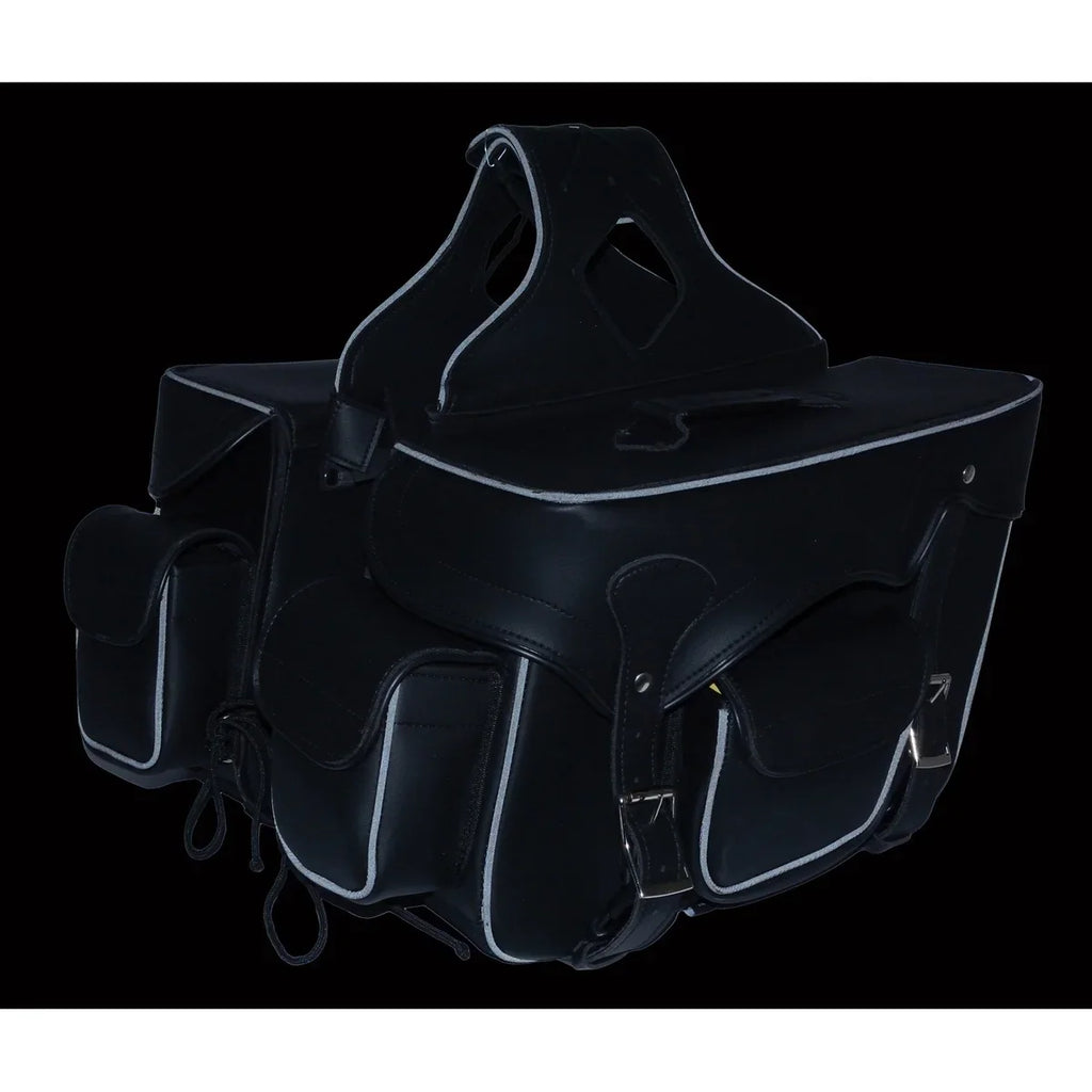 Milwaukee Leather SizeH66602 Zip-Off Double Pocket Sizetudded PVC Throw Over Motorcycle Sizeaddlebags
