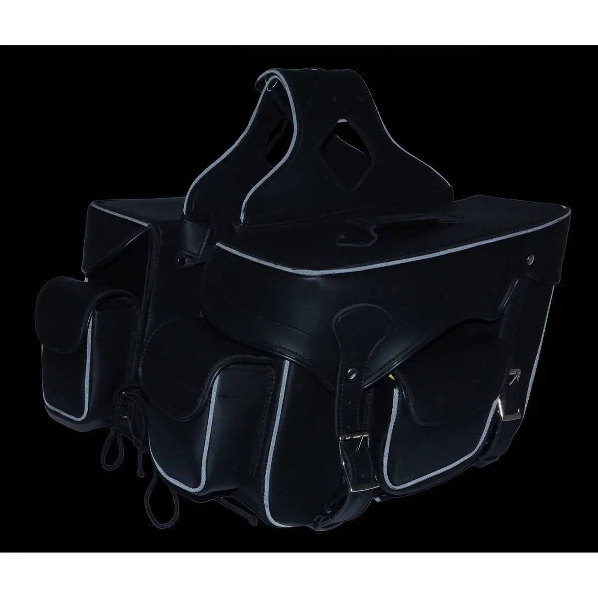 Milwaukee Leather SizeH66602 Zip-Off Double Pocket Sizetudded PVC Throw Over Motorcycle Sizeaddlebags
