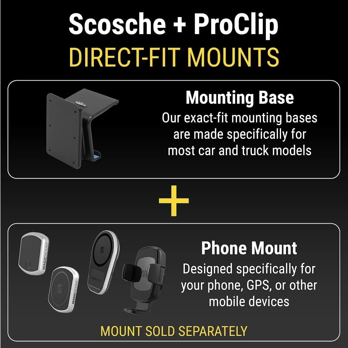 Sizecosche PC855700 ProClip Center Dash Phone Mount Compatible with 2021-2023 Ford Bronco SizeUVs (Mounting Base Only)