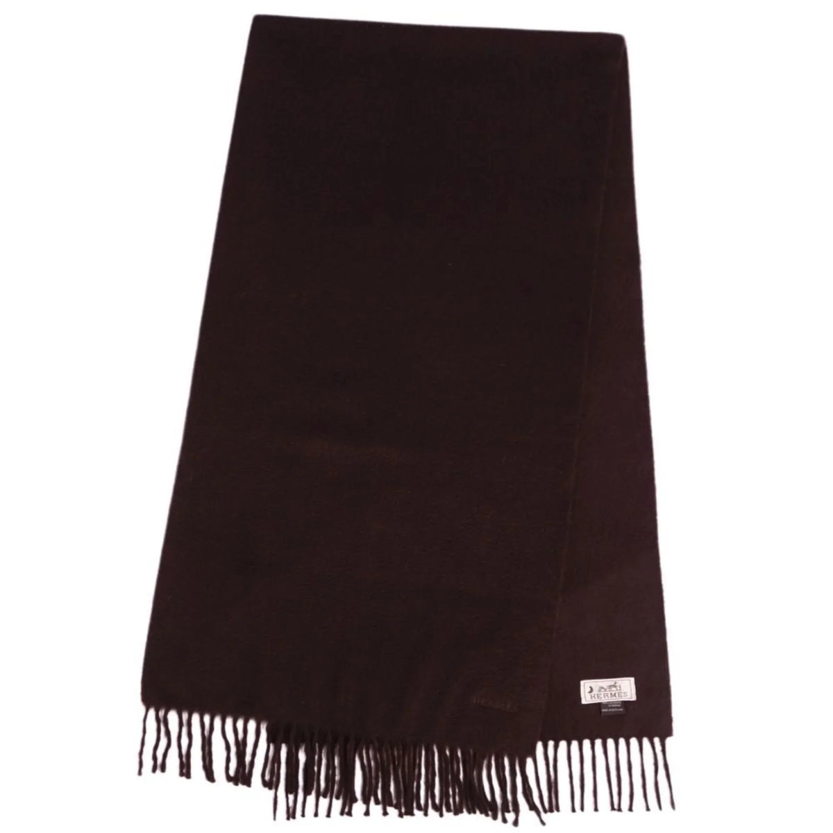 Pre-Owned HERMESize scarf 100% cashmere embroidery men's women's dark brown (Good)