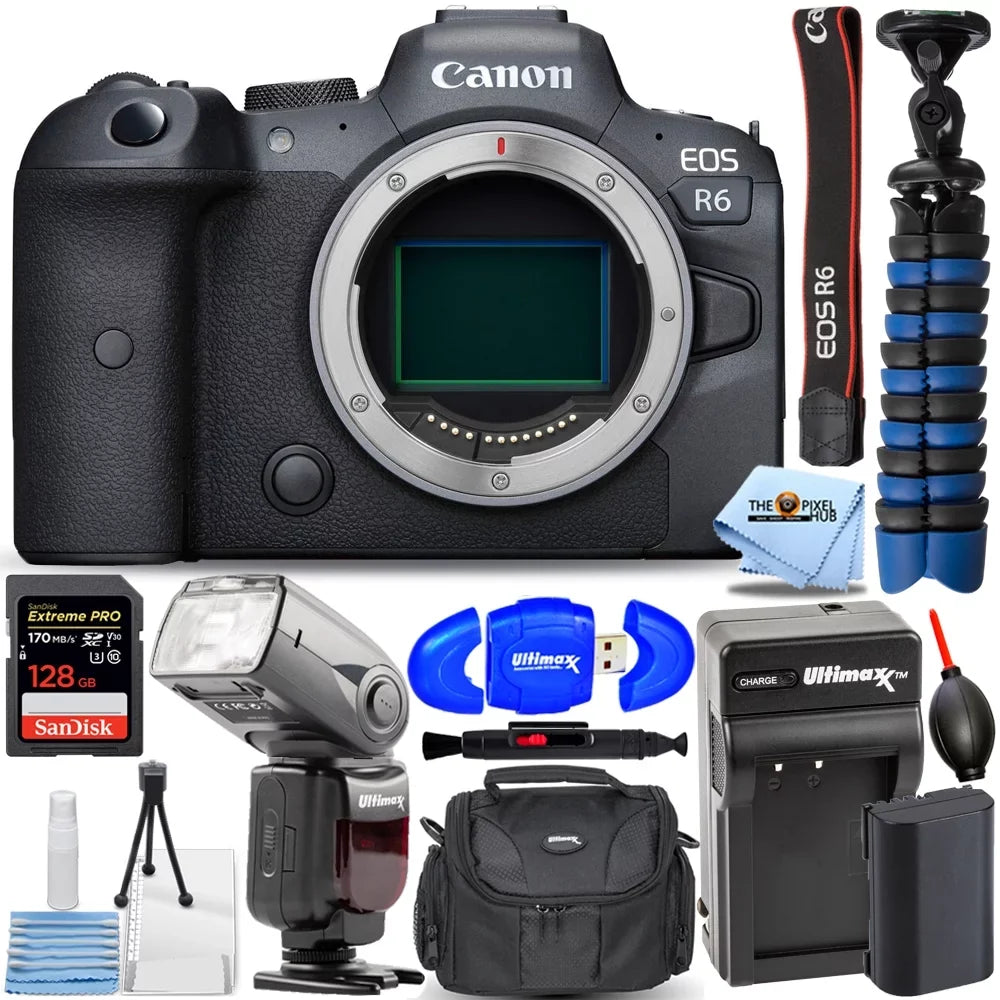 Canon EOSize R6 Mirrorless Digital Camera (Body Only) + EXT BATT + 128GB Bundle
