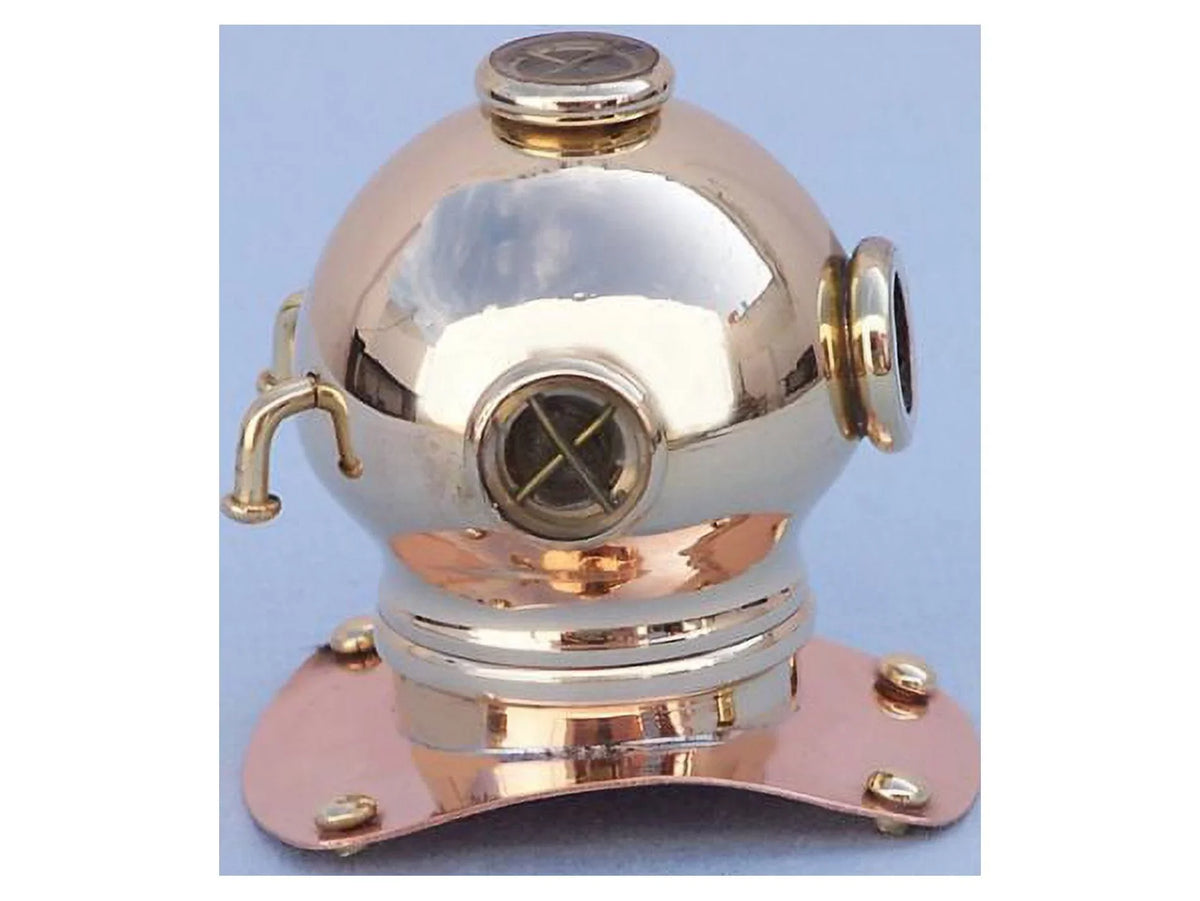 Handcrafted Model Sizehips  Brass-Copper Diving Helmet Paper Weight 3 in. Decorative Accent