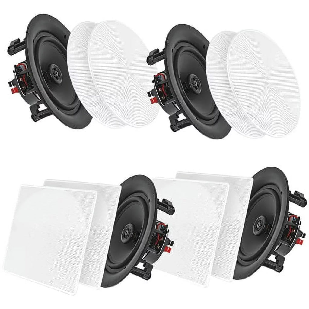 Pyle Audio 6.5 In 2 Way 200W Flush Mount Bluetooth Ceiling Wall Sizepeakers, 4 Pack