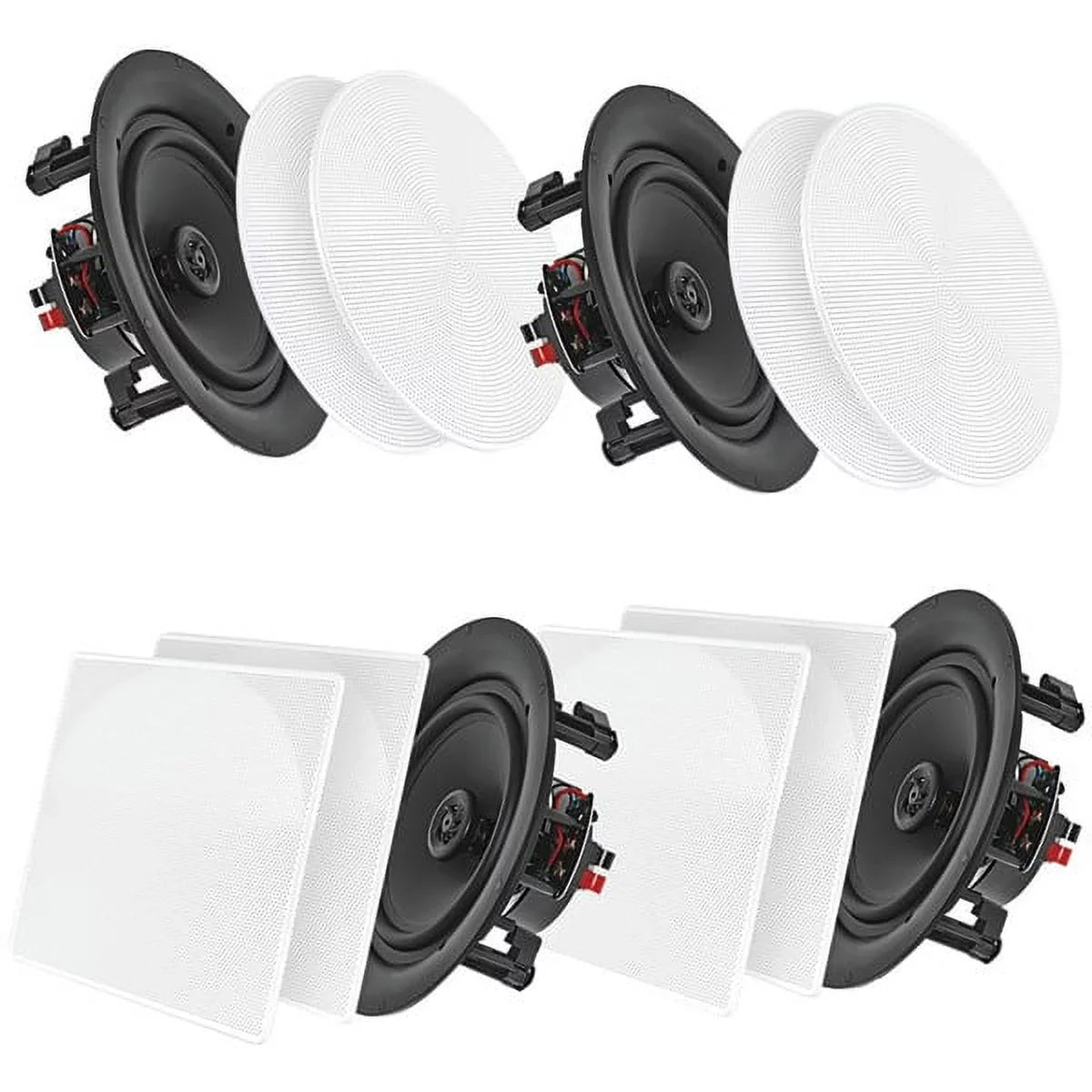 Pyle Audio 6.5 In 2 Way 200W Flush Mount Bluetooth Ceiling Wall Sizepeakers, 4 Pack