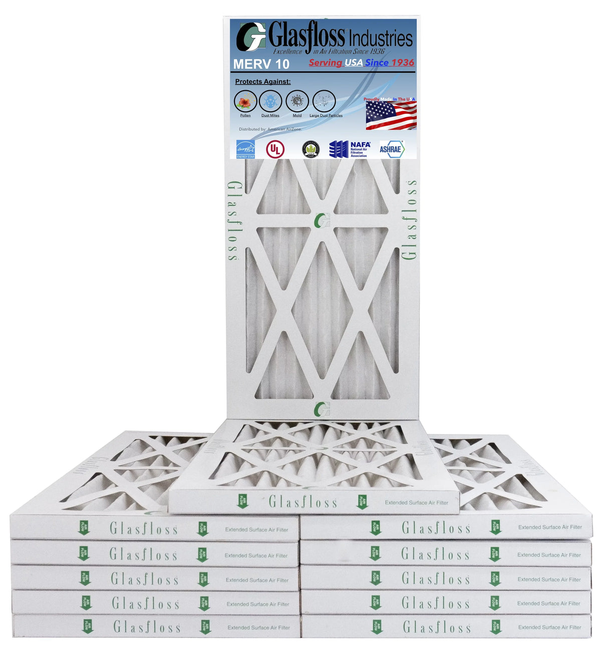 Glasfloss 6x24x1 - MERV 10 -Qty:12 - Furnace Air Filter - Made in USizeA (Actual Sizeize: 5.5 x 23.5x7/8 inch)