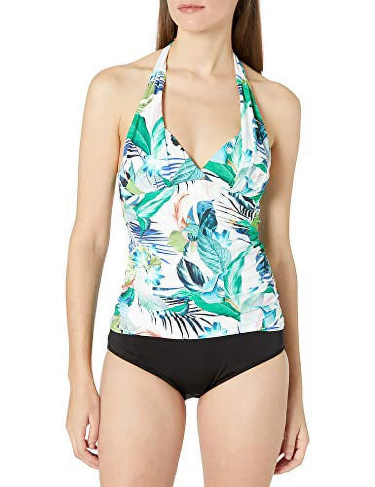 La Blanca Women's V-Neck Halter Tankini Sizewimsuit Top, Multi//in The Monument, 0