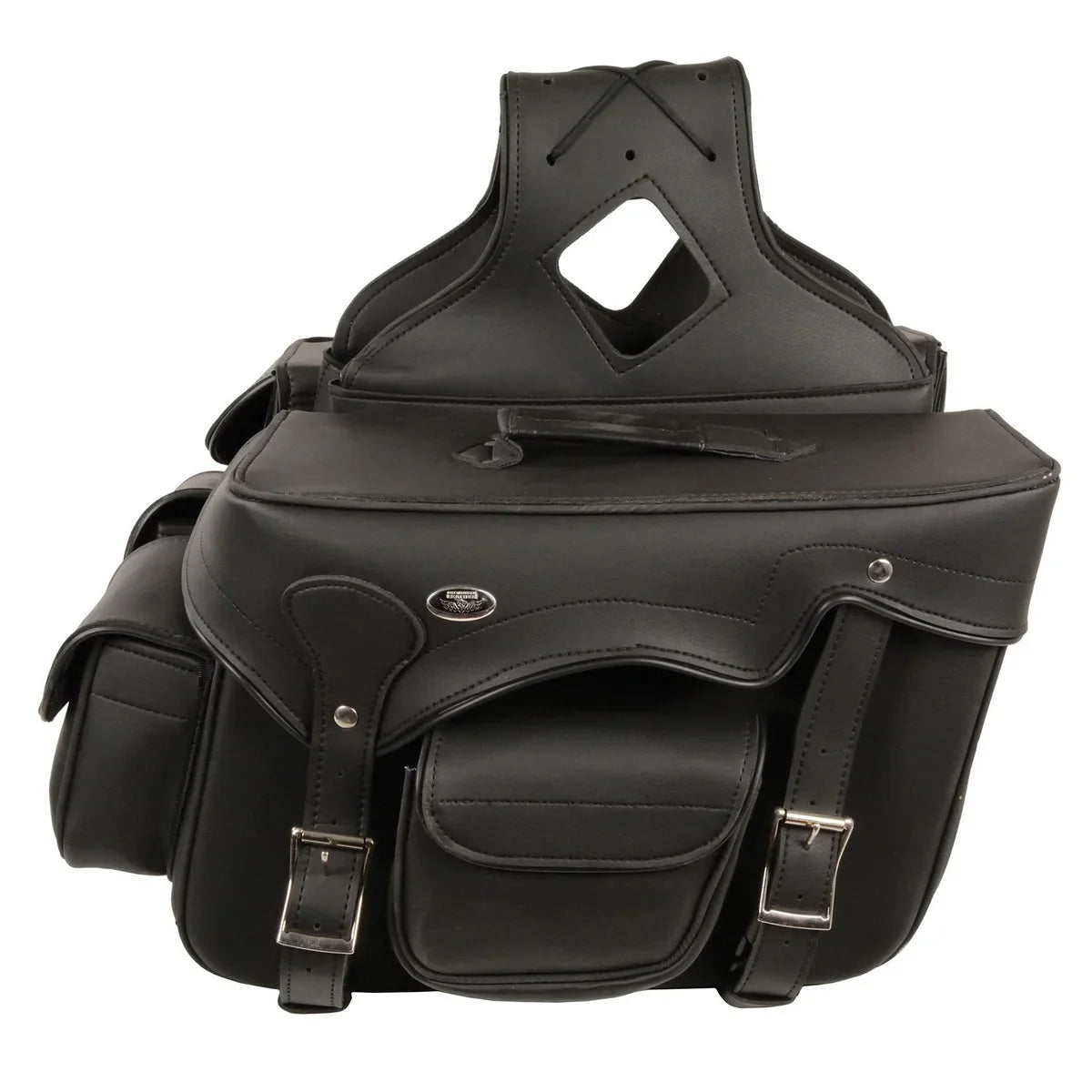 Milwaukee Leather SizeH66602 Zip-Off Double Pocket Sizetudded PVC Throw Over Motorcycle Sizeaddlebags