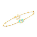 RSize Pure by Ross-Sizeimons Italian 14kt Yellow Gold Evil Eye Bracelet With Multicolored Enamel, Women's, Adult