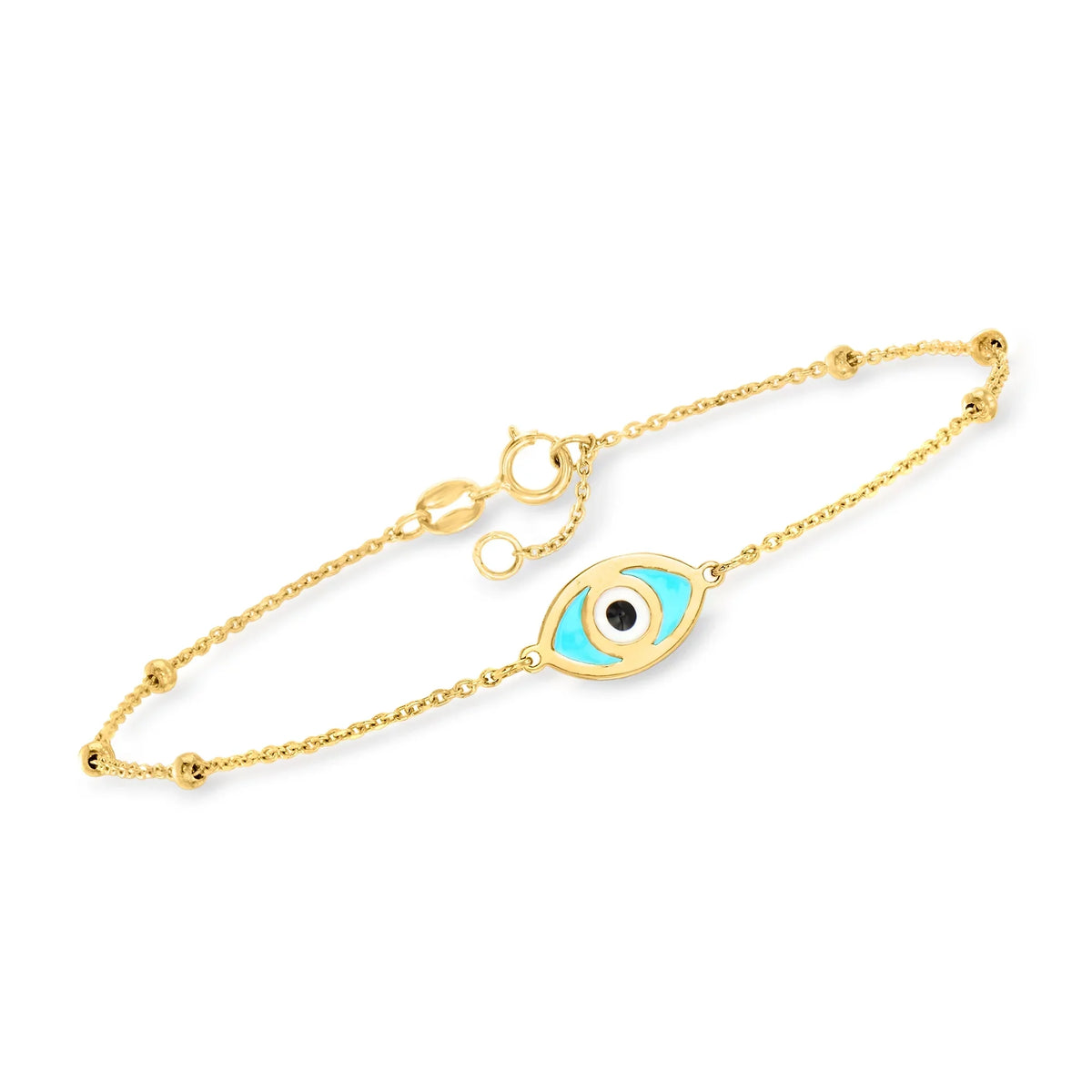 RSize Pure by Ross-Sizeimons Italian 14kt Yellow Gold Evil Eye Bracelet With Multicolored Enamel, Women's, Adult
