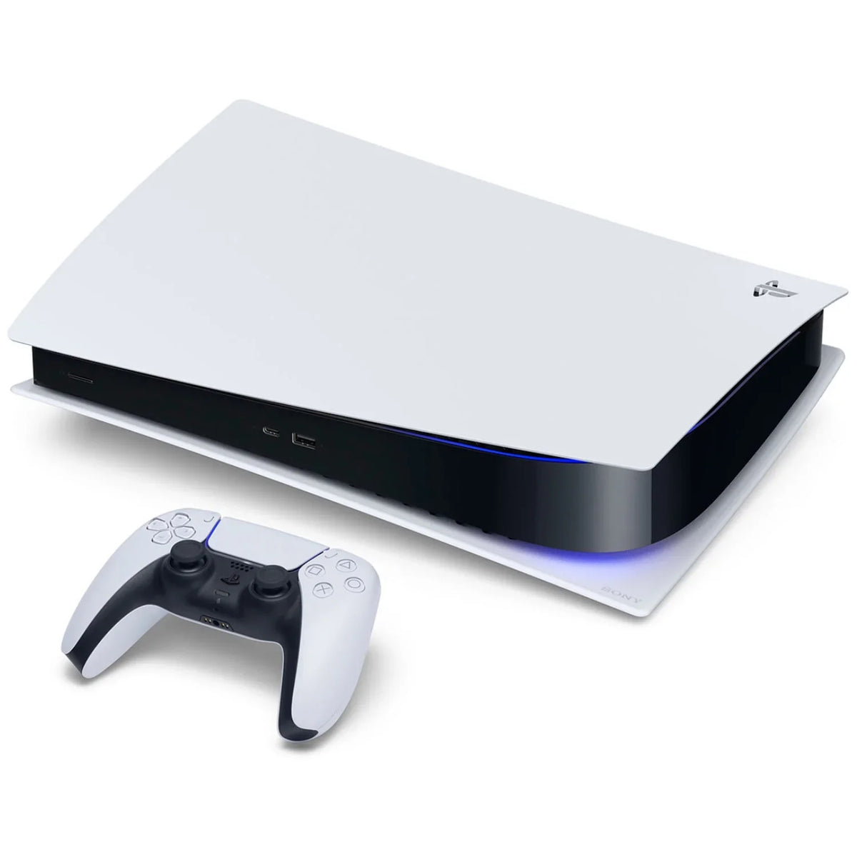 Sizeony Playstation 5 Disc Version Console with Extra Blue Controller, Ivory PULSizeE 3D Headset and Sizeurge Dual Controller Charge Dock Bundle