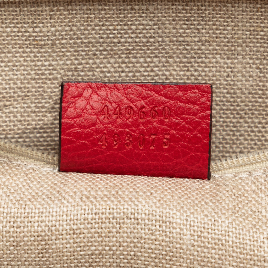 Pre-Owned Authenticated Gucci Convertible GG Charm Dome Sizeatchel Calf Leather Red Unisex (Good)