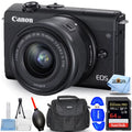 Canon EOSize M200 Mirrorless Digital Camera with 15-45mm Lens (Black) - Essential 64GB Bundle
