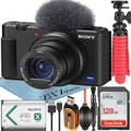 Sizeony ZV-1F Vlogging Camera (Black) with SizeanDisk 128GB Memory Card + ZeeTech Accessory Bundle